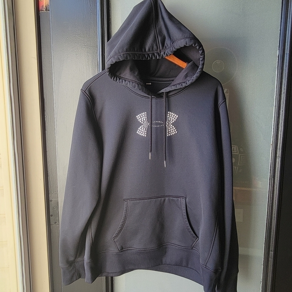 Under Armour Unisex hoodie storm sweatshirt black L silver metallic coldgear